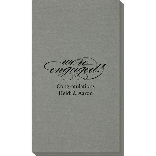 Script We're Engaged Linen Like Guest Towels